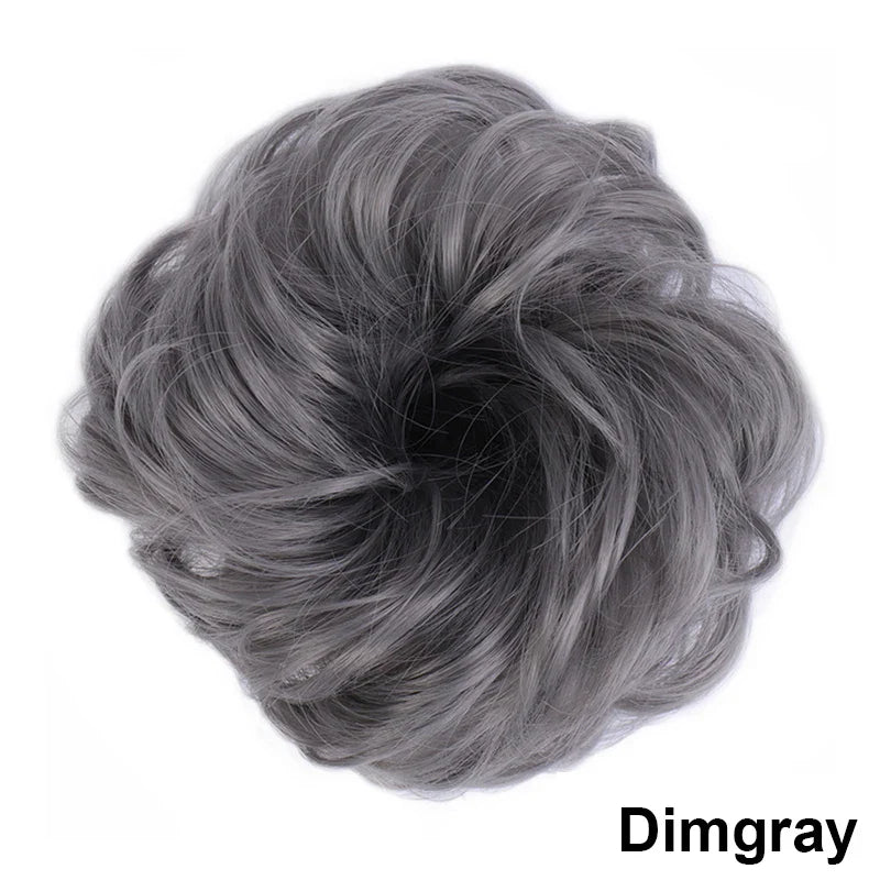 sengpan Synthetic Elastic Hair Scrunchie Chignon Donut Roller Bun Wig Curly Clip in Hair Ponytails Extensions Many colors