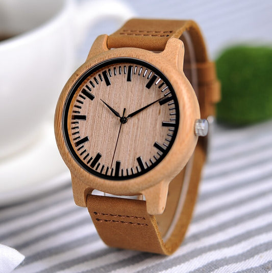 sengpan watches on sale clearance Customize Wooden Watch Ladies Clearance Sale Promotion Quartz Wristwatches Male Women Leather Strap