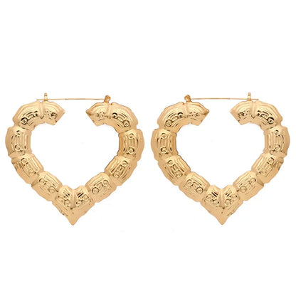 sengpan Y2K Jewelry Golden Color Big Bamboo Circle Geometric Earrings For Women Egirl Style Fashion Earrings 2000s Aesthetic Friends