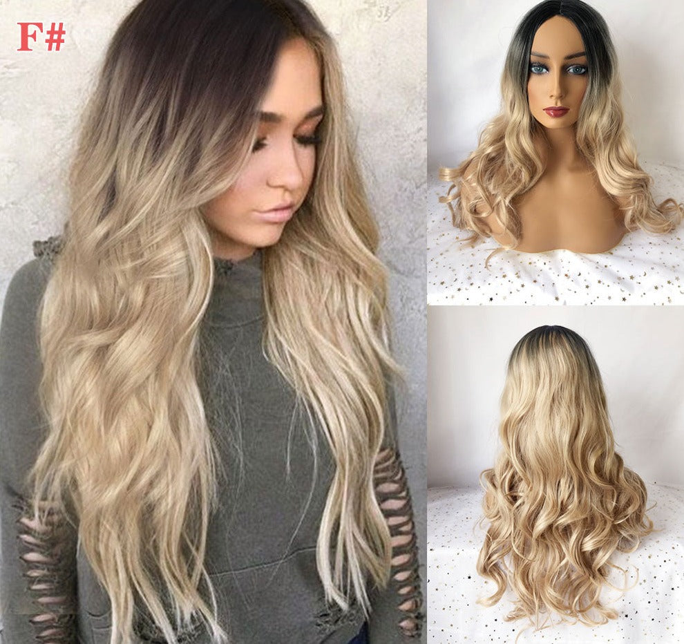 sengpan Ladies Blonde Synthetic Long Wavy Wig Grey Braided Wigs Cosplay Party Medium Length Perruque Synthetique Femme Peluca Fantasia