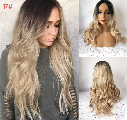 sengpan Ladies Blonde Synthetic Long Wavy Wig Grey Braided Wigs Cosplay Party Medium Length Perruque Synthetique Femme Peluca Fantasia