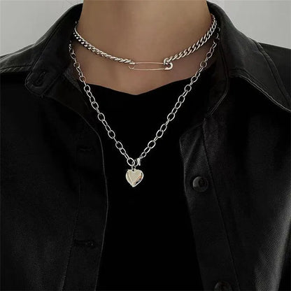 Lianfudai 2024 Fashion Unisex Multilayer Hip Hop Long Chain Necklace For Women Men Jewelry Gifts Key Cross Pendant Necklace Accessories