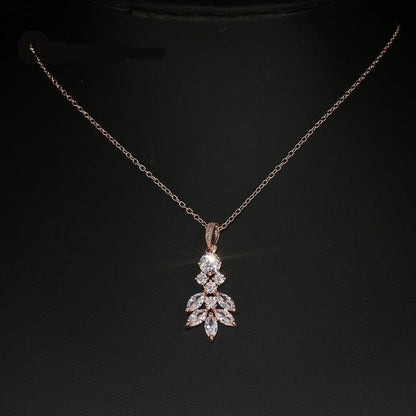 sengpan New Fashion Fascinating Flower Design Necklace Three Colors Choice Zirconia Jewelry For Female Elegant Dress-Up