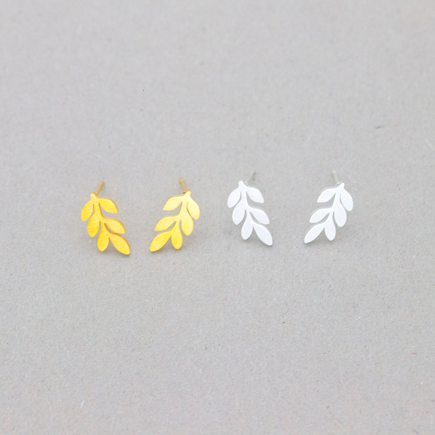 sengpan western jewelry for women Cute Stainless Steel Laurel Leaf Stud Earrings Rose Gold Jewelry Minimalist Tree Leaves Earrings For Women Fashion Brincos