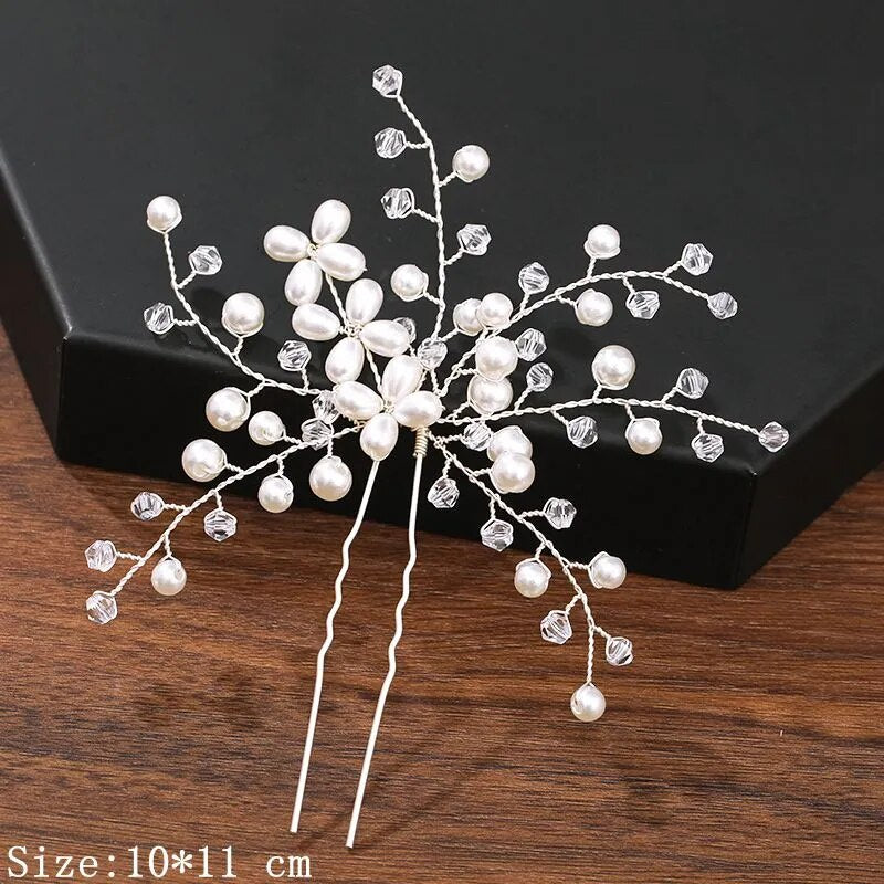 sengpan - Hair Pins Hair Accessories For Women Wedding Accessories Hair Clips Jewelry Pearl Rhinestone Flower Hair Clip Pins Headpiece