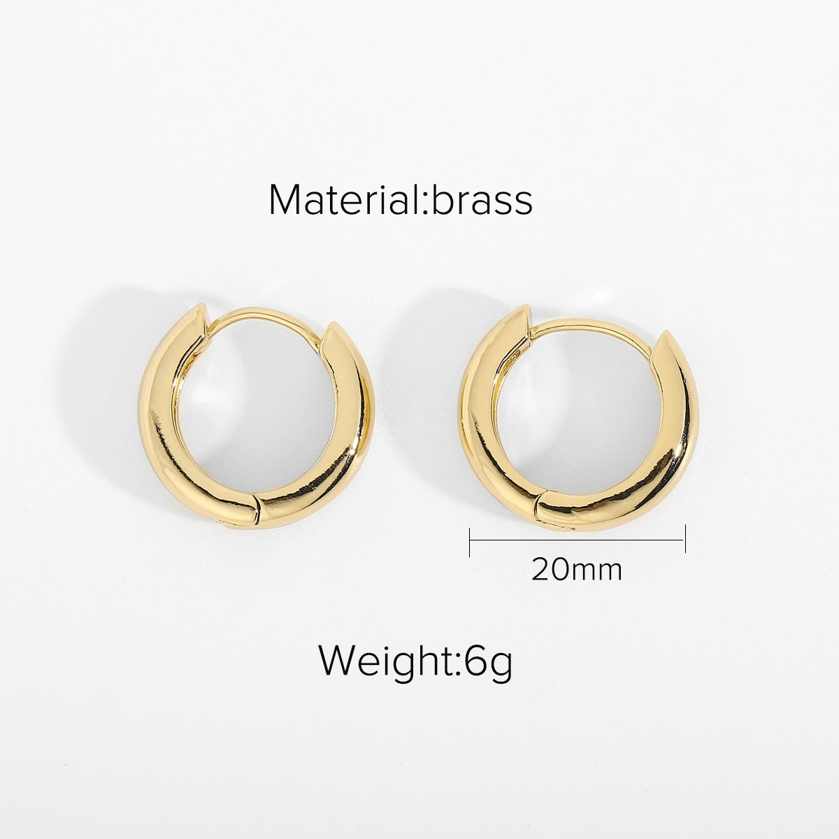 sengpan INS Gold Color Brass Hoop Huggies Earrings Small Large Circle Hoops CC Shape Statement Earrings Women Girls Unique Metal Jewelry