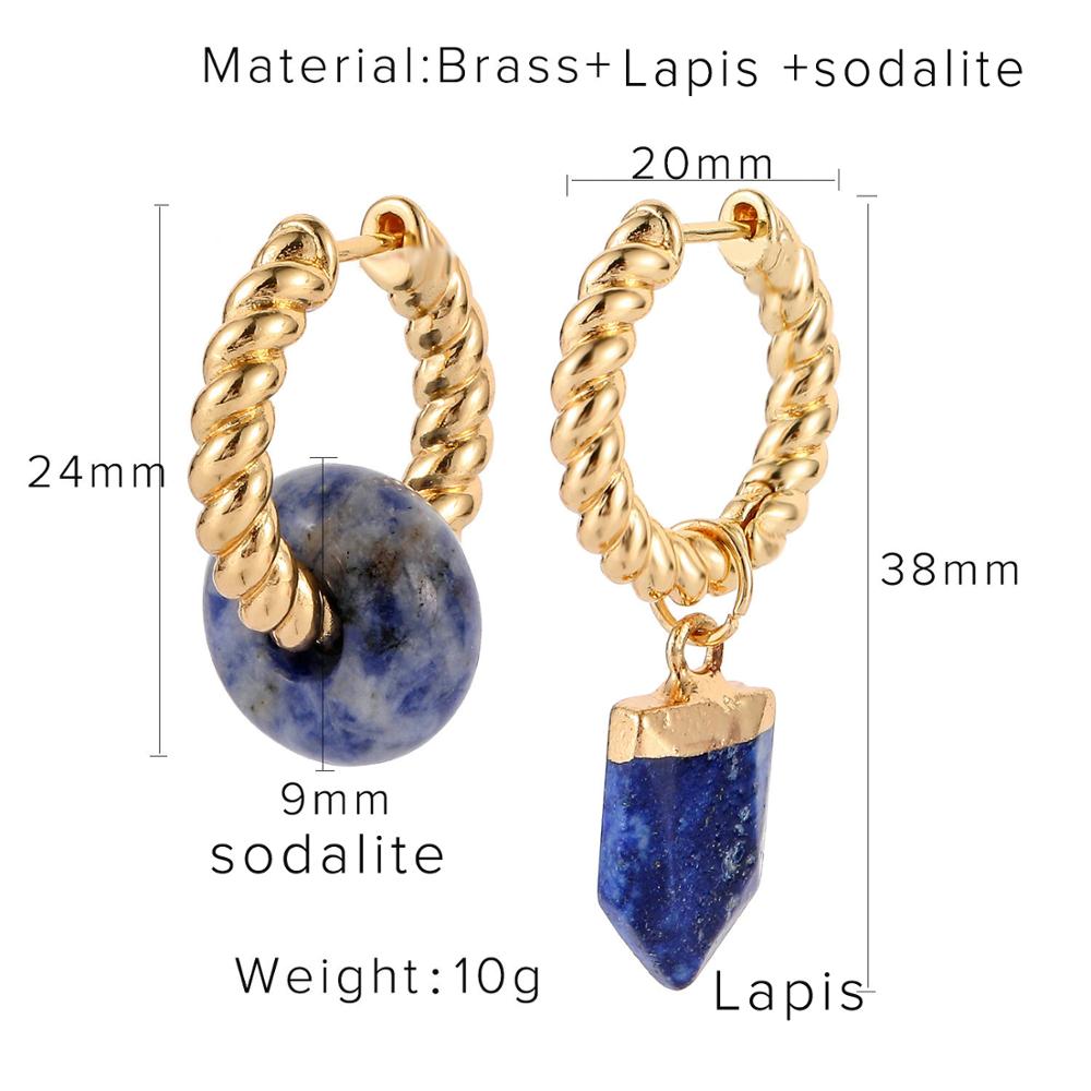 sengpan Trend Designs Lapis Jade Opal Freshwater Pearl Round Charm Earrings For Women Handmade Semi-Precious Stone Beads Earrings