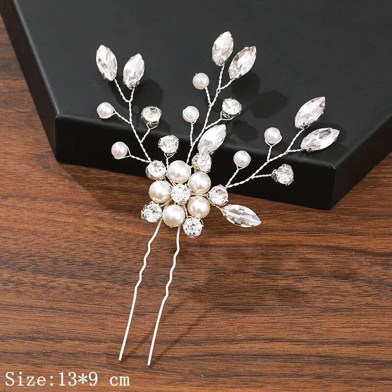 sengpan - Hair Pins Hair Accessories For Women Wedding Accessories Hair Clips Jewelry Pearl Rhinestone Flower Hair Clip Pins Headpiece