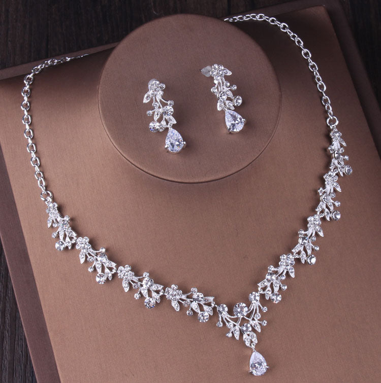 sengpan bridal jewelry set for wedding Luxury Sparkling Crystal Floral Bridal Jewelry Sets Rhinestone Tiaras Crown Necklace Earrings Wedding African Beads Jewelry Set