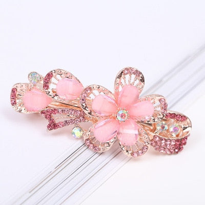 sengpan Barrette For Women Girl Rhinestone Crystal Big Hair Clip Hairpin Rose Peacock Flower Floral Head Accessories Wholesale