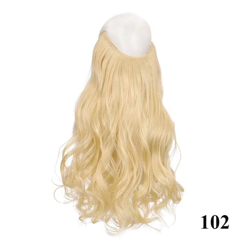 sengpan 24 Inch Invisible Wire No Clips In Hair Extension Secret Fish Line Hair Piece Straight Curly Hair Extension for Women