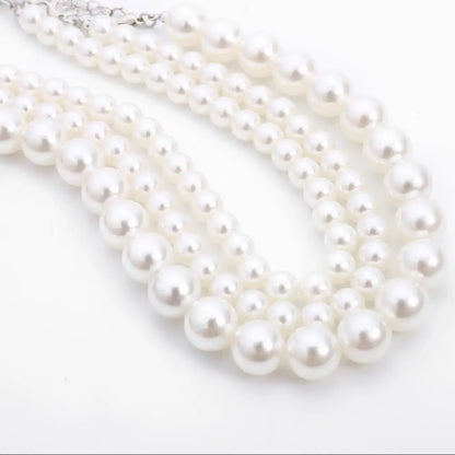 sengpan Multi-Layer White Imitation Pearl Necklace Bead  Chain Punk Ladies Wedding Short Clavicle Necklac Girl Charm Banquet Jewelry