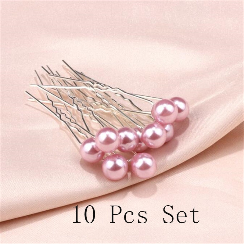 sengpan bridal jewelry set for wedding Fashion U-shaped Pin Metal Barrette Clip Hairpins Simulated Pearl Bridal Tiara Hair Accessories Wedding Hairstyle Design Tools