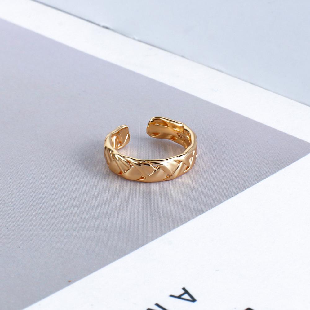 sengpan New Korean Geometric Simple Adjustment Gold Color Shining Opening Metal Minimalist Chunky Rings Women Gifts