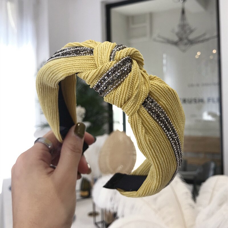 sengpan jewelry gifts for women hot sale new Velvet stripe Crystal Knot  Hairbands  For Women Headband Korea  Hair Accessories Hair Band Flower Crown Headbands Head Wrap