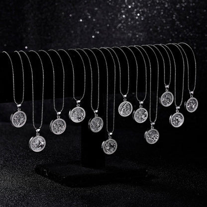 sengpan  gifts for women Fashion Charm Silver Color 12 Constellation Pendant Necklace Aries Leo Star Zodiac Sign Necklaces for Women Personality Jeweley