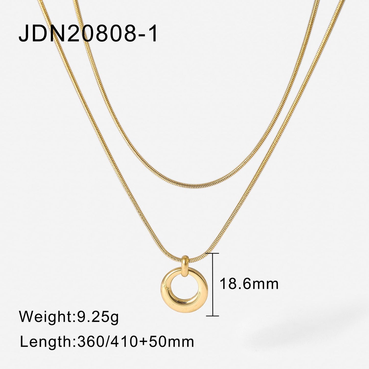 sengpan Fashion New Trendy 14K Plated Stainless Steel Jewelry Gift Double Layer Round Hollow Pendant Necklace for Women