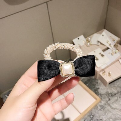 sengpan Women  Scrunchies Hair Ties Elastic Rubber Bands Adult Pearl Bow Knot Bear Animal Fashion Girl Korean Accessories Lady Wholesale