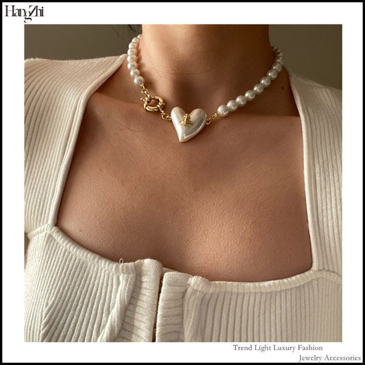 sengpan Spring Vintage Fashion New Trend Love Pearl Planet Shape Women's Party Necklace Jewelry Clavicle Necklace Gift Hangzhi