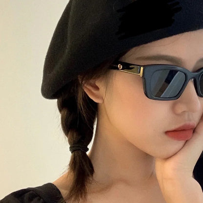 Lianfudai 2024 New Women Rectangle Vintage Sunglasses Brand Designer Retro Points Sun Glasses Female Lady Eyeglass Cat Eye Driver Goggles