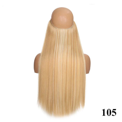 sengpan Synthetic 24inch Invisible Hair Wire Without No Clip Hair Extension Fishing Line Wig Wavy Hair Female False Hair Piece