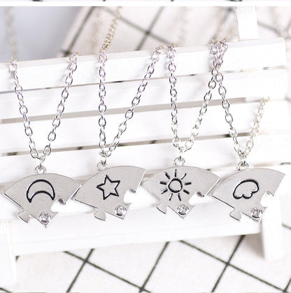 sengpan New Four-piece Star Moon Necklace Best Friend Cloud Pendant Sisters Friendship Necklace Fashion Men And Women Jewelry Gifts