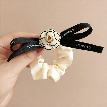 sengpan Camellia Scrunchies for Women Girl Flower Floral Hair Tie Elastic Bands Korean Accessories Handmade Wholesale