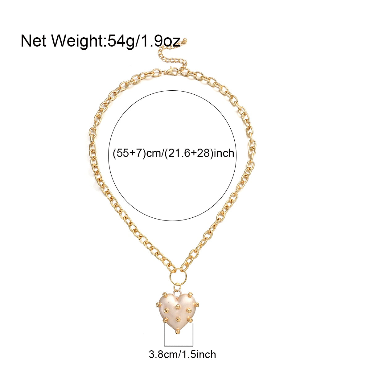 sengpan Vintage Wedding Pearl Heart Choker Necklace for Women Geometric Lock Pendant Link Chain Necklaces Hip Hop Jewelry