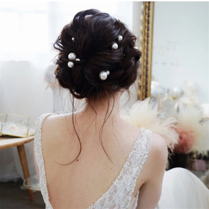 sengpan Women U-shaped Pin Metal Barrette Clip Hairpins Simulated Pearl Bridal Tiara Hair Accessories Wedding Hairstyle Design Tools