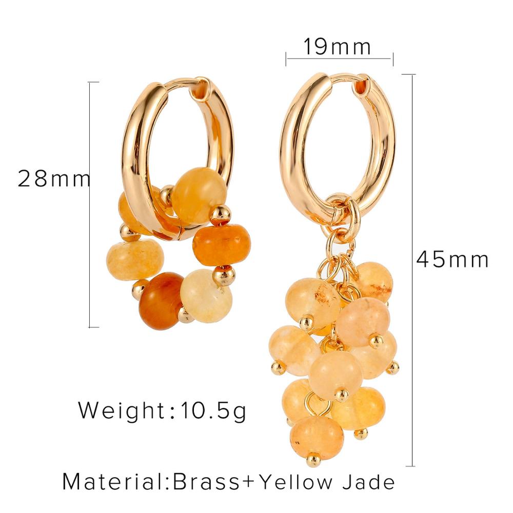 sengpan Bohemian Style Semi-Precious Stone Beads Hoop Earrings For Women Irregular Baroque Freshwater Pearl Handmade Earrings Jewelry