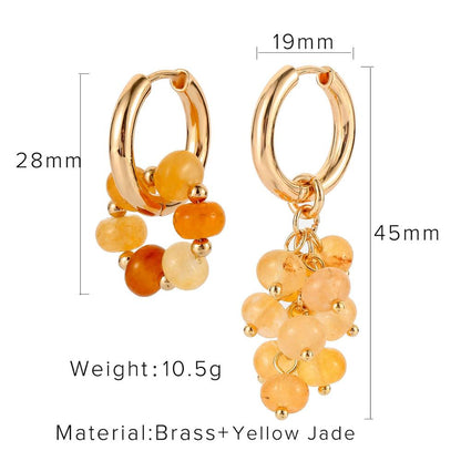 sengpan Bohemian Style Semi-Precious Stone Beads Hoop Earrings For Women Irregular Baroque Freshwater Pearl Handmade Earrings Jewelry