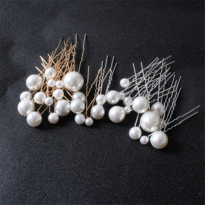 sengpan Women U-shaped Pin Metal Barrette Clip Hairpins Simulated Pearl Bridal Tiara Hair Accessories Wedding Hairstyle Design Tools