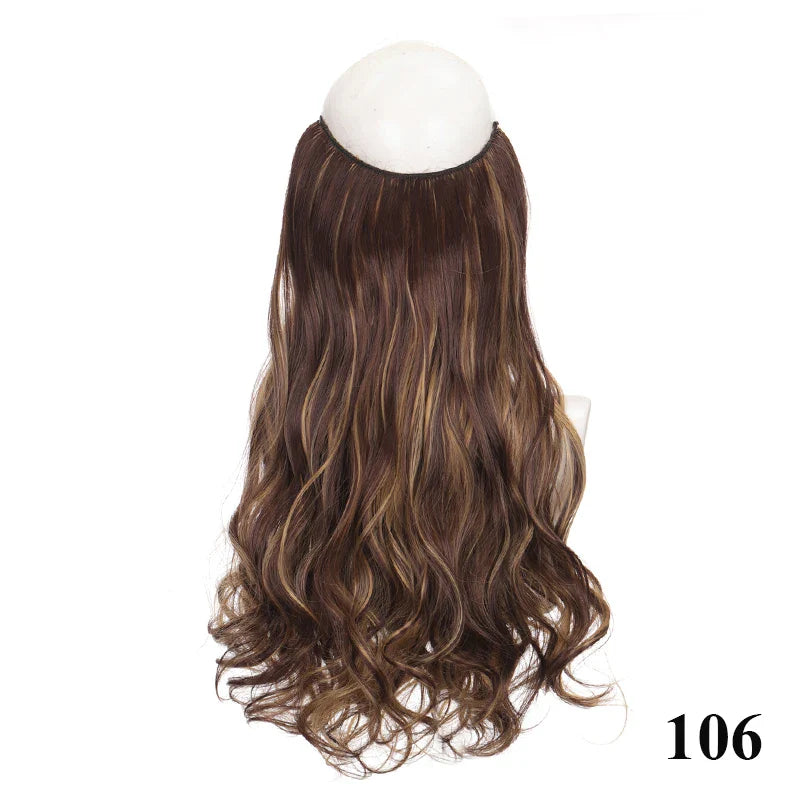 sengpan 24 Inch Invisible Wire No Clips In Hair Extension Secret Fish Line Hair Piece Straight Curly Hair Extension for Women