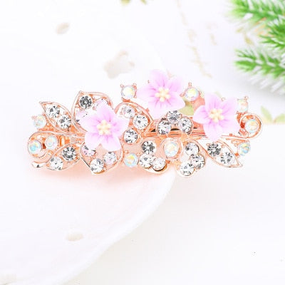 sengpan Barrette For Women Girl Rhinestone Crystal Big Hair Clip Hairpin Rose Peacock Flower Floral Head Accessories Wholesale