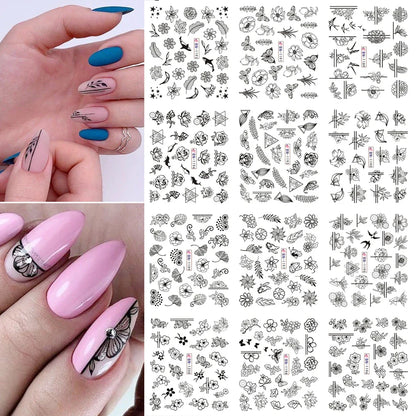 sengpan 12pcs Neon Graffiti Rainbow Design Stickers For Nails Halloween Skeleton Bleeding Ghost Vessel Sliders Decor Accessory LEJF37-48