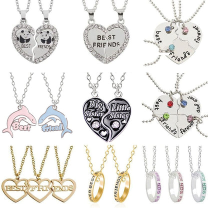 sengpan Best Friend Pendant Necklace Women BFF Good Friends Forever Key Tai Chi Animal Heart Necklaces Pendants Xmas Gifts Collier Femme