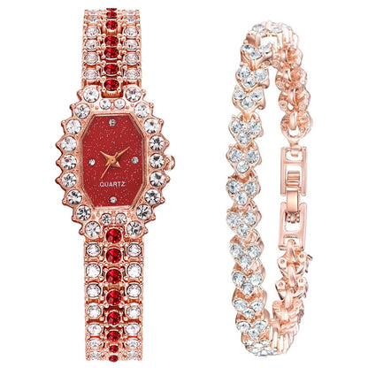 sengpan Christmas wishlist 2pcs/Set Luxury Women Watches Fashion Ladies Quartz Diamond Wristwatch Elegant Rose Gold Female Bracelet Watches New Reloj Muje