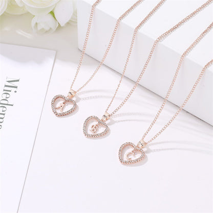 sengpan New Metal Heart-shaped Choker Necklaces Women Letter Heart Simplicity Sexy Hollowing Out Jewelry A-Z Necklaces Gifts