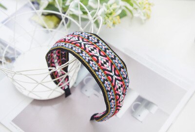 sengpan Bohemian Embroider Flowers Headband For Women Girls Hair Accessories Hairband Ethnic Wide Korean Bows Wholesale