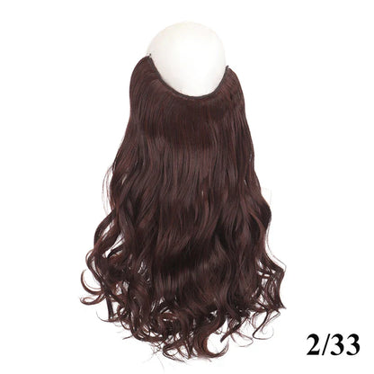 sengpan Synthetic 24inch Invisible Hair Wire Without No Clip Hair Extension Fishing Line Wig Wavy Hair Female False Hair Piece