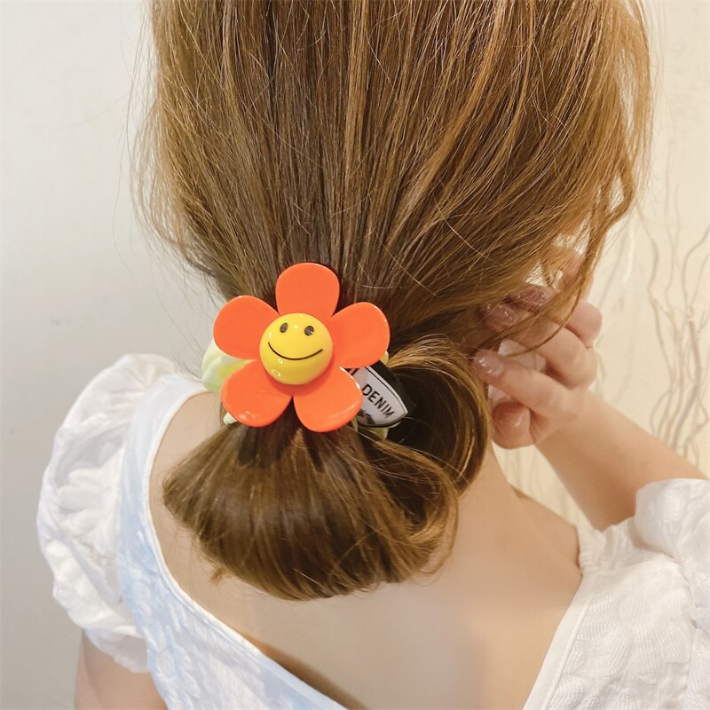 sengpan Women Hair Ties Cartoon Flower Elastic Hair Band Colorful Rubber Bands Girl Korean Hair Accessories  Scrunchies Wholesale