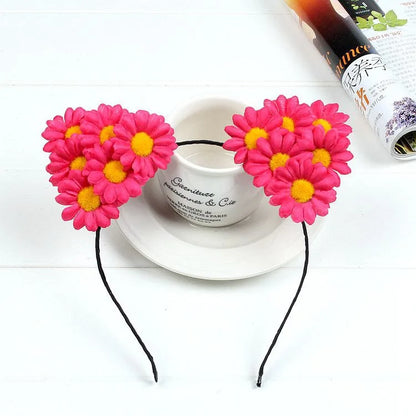 sengpan Boho Chic Daisy Girls Headbands Women Solid Embroidery Flower Hair Bands Kids Candy Chrysanthemum Headwear Hair Accessories