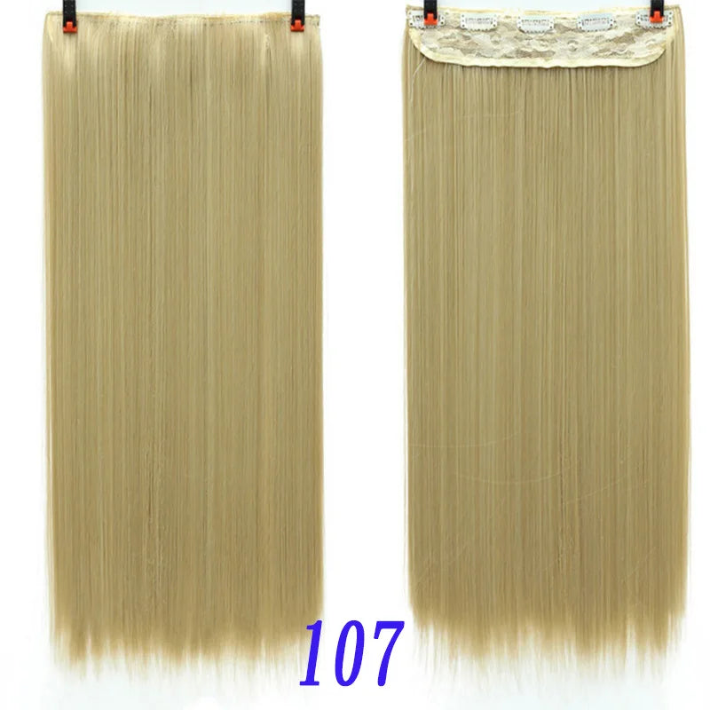 sengpan  24inche 5Clip Long Straight Hair Gradient Straight Hair Synthesis Hair Extension High Temperature Women Hair Extension