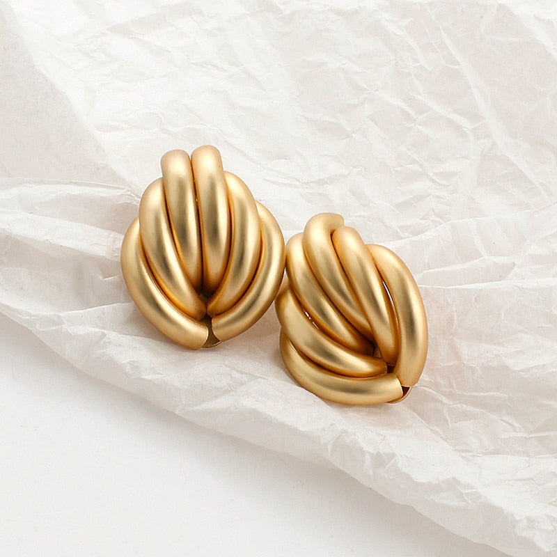 sengpan New Matte Gold Color Earrings for Women Multiple Trendy Round Geometric Twist Drop Earring Fashion Statement Jewelry