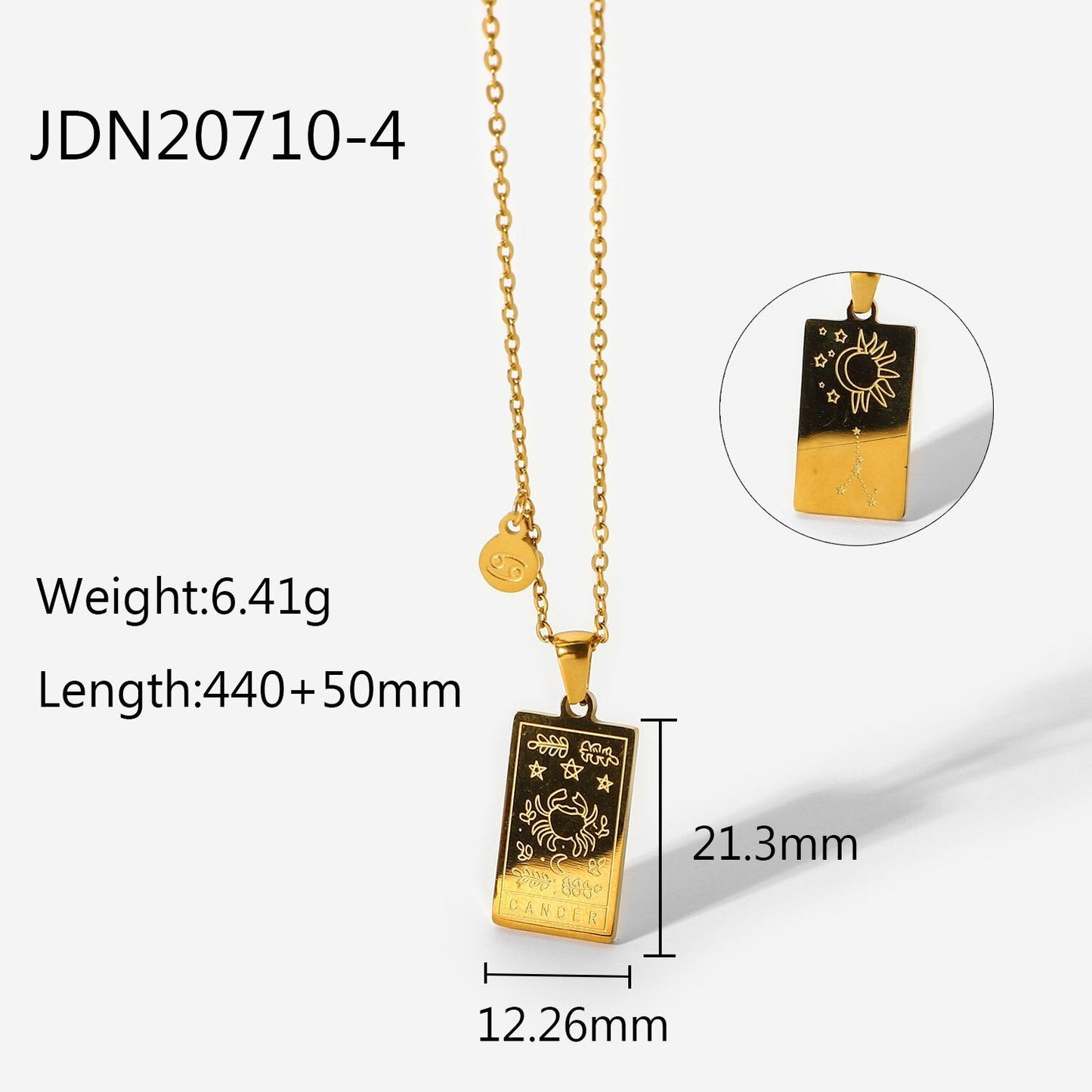 sengpan Women Jewelry 12 Constellations Necklace Stainless Steel Scorpio Leo Virgo Libra Aquarius Taurus Gold Square Pendant Necklaces