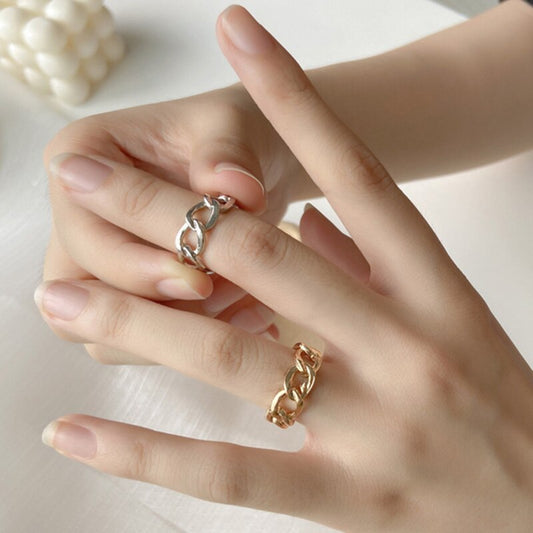 sengpan Christmas wishlist New Hollow Matching Ladies Couple Rings A Variety Of Fashion Personality Geometric Finger Chain Rings Jewelry Party Gifts