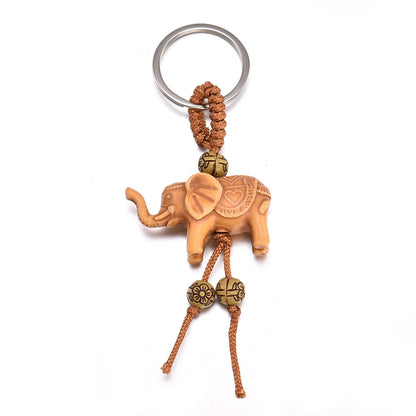 sengpan jewelry gifts for women hot sale Women Men Lucky Wooden Elephant Carving Pendant Keychain Religion Chain Key Ring Keyring Jewelry Wholesale cute keychain