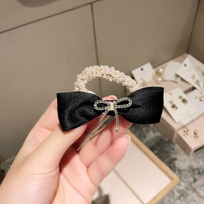 sengpan Women  Scrunchies Hair Ties Elastic Rubber Bands Adult Pearl Bow Knot Bear Animal Fashion Girl Korean Accessories Lady Wholesale