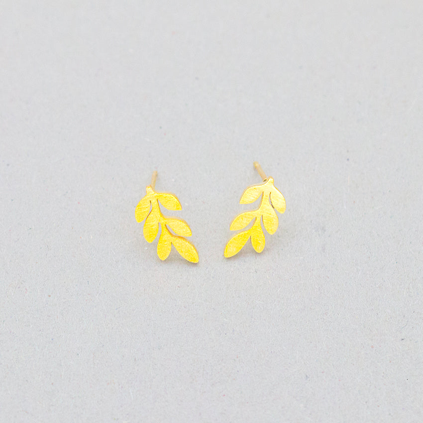 sengpan western jewelry for women Cute Stainless Steel Laurel Leaf Stud Earrings Rose Gold Jewelry Minimalist Tree Leaves Earrings For Women Fashion Brincos