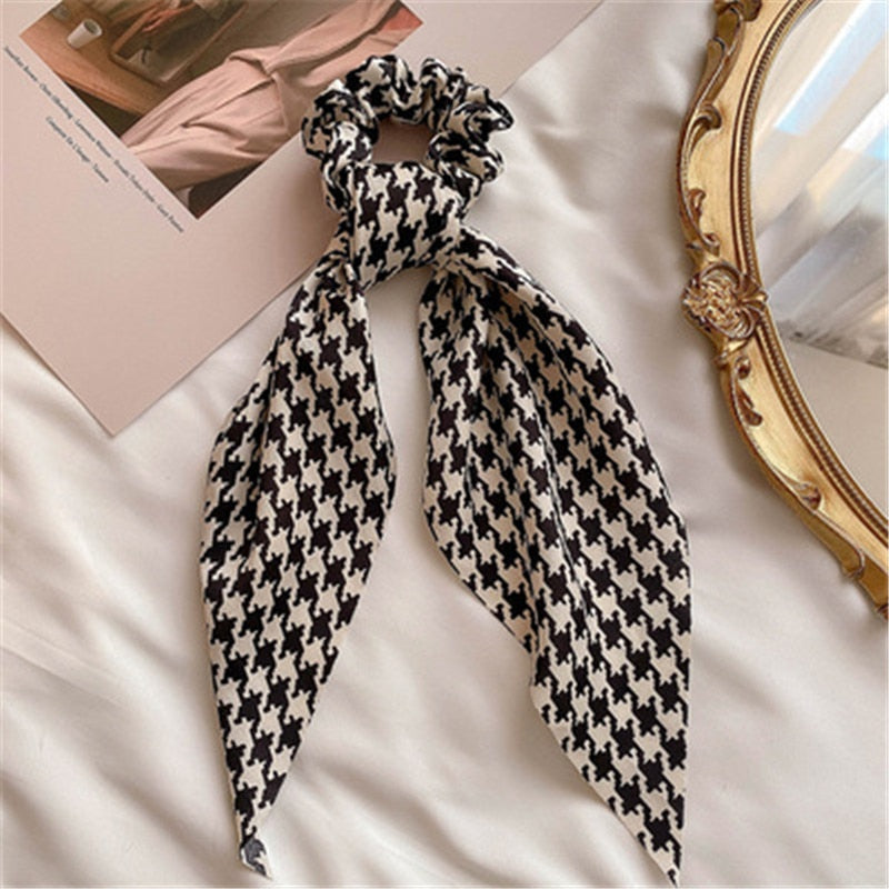 sengpan Plaid Scrunchies For Women Girl Elastic Hair Bands Ties Accessories Pitchwork Bow Knot Wholesale